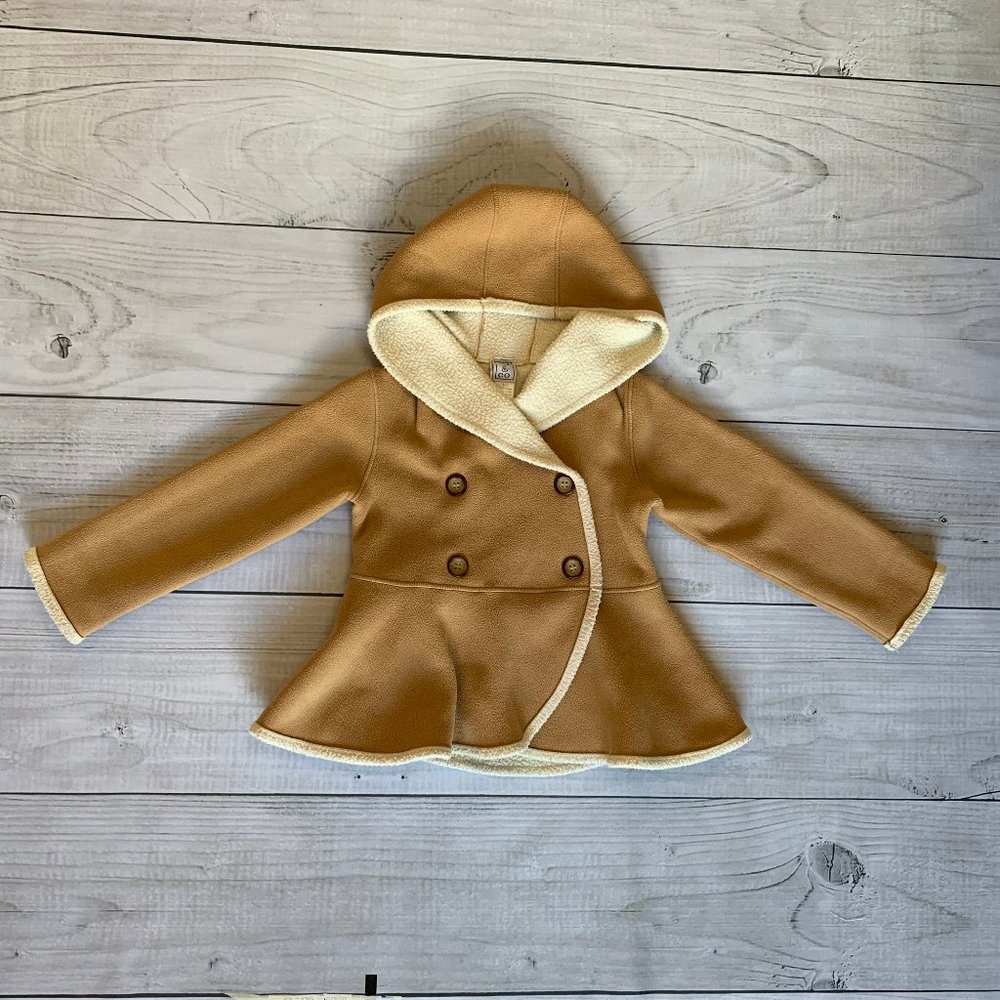 Tan Hooded Peplum Coat | Size 5T